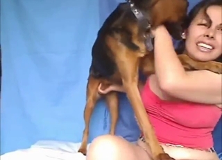Webcam menagerie XXX with a soft ungentlemanly plus her dog